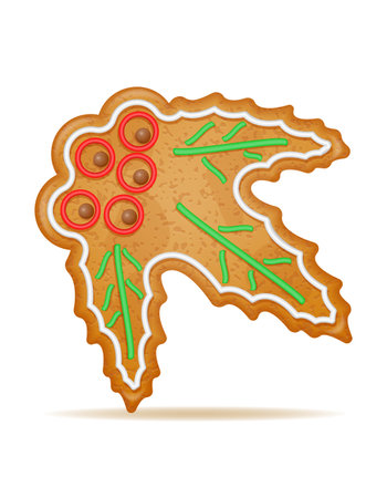 christmas gingerbread cookies for new year's holiday celebration vector illustration isolated on white backgroundのイラスト素材
