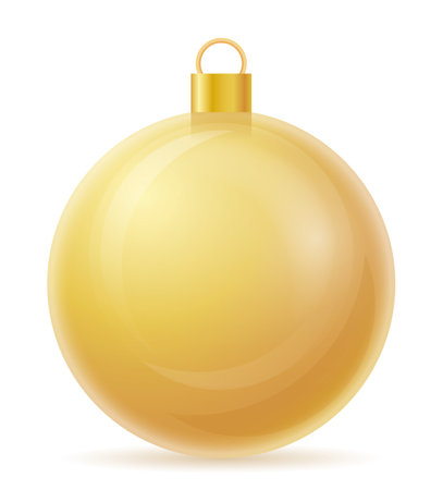 christmas and new year decorative glass ball vector illustration isolated on white backgroundのイラスト素材