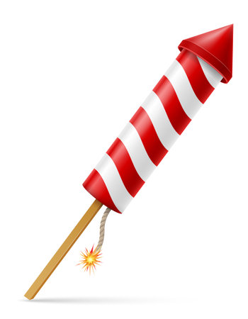 rocket salute for holiday celebration vector illustration isolated on white backgroundのイラスト素材
