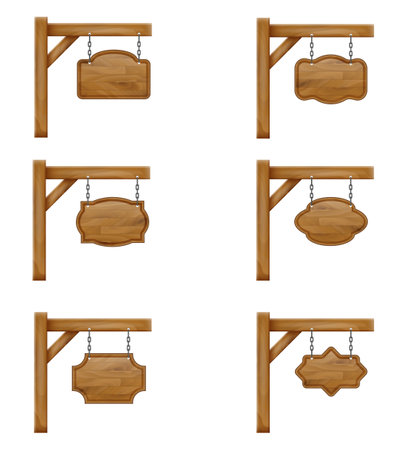hanging vintage wooden sign stock vector illustration isolated on white backgroundのイラスト素材