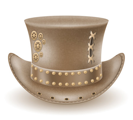 retro steampunk style hat vector illustration isolated on white backgroundのイラスト素材