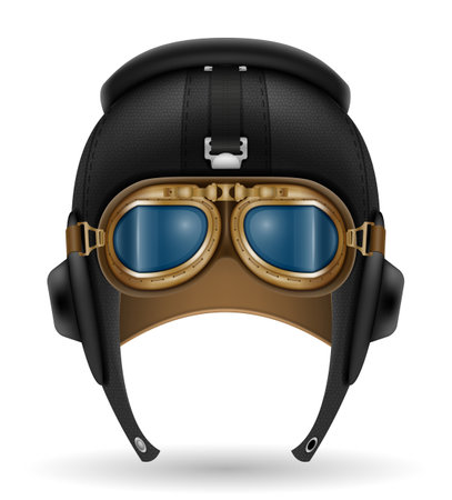 retro style pilot helmet vector illustration vector illustration isolated on white backgroundのイラスト素材