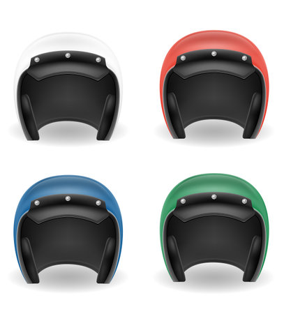 old motorcyclist helmet for driving a motorbike vector illustration isolated on white backgroundのイラスト素材