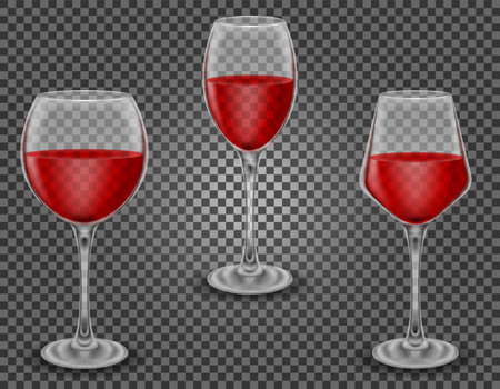 transparent glass for wine and low alcohol drinks vector illustration isolated on backgroundのイラスト素材