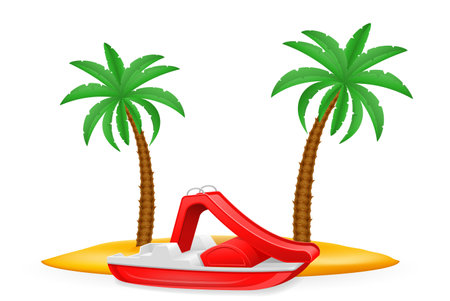 pedal boat bike for walking on the water vector illustration isolated on white backgroundのイラスト素材