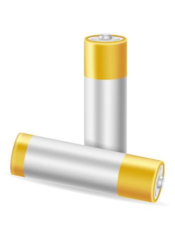 energy battery power in silvery gold color vector illustration isolated on white backgroundのイラスト素材