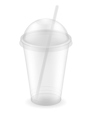 transparent clear disposable plastic cup vector illustration isolated on white backgroundのイラスト素材