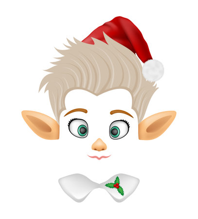christmas elf santa claus helper vector illustration isolated on white backgroundのイラスト素材