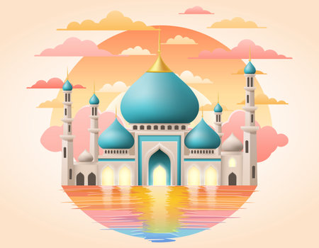 islamic mosque muslims for prayers stock vector illustrationのイラスト素材