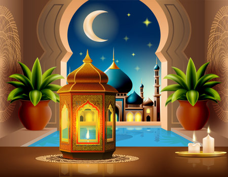 islamic mosque muslims for prayers stock vector illustrationのイラスト素材
