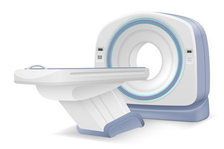 ct mri scanner machine for medical research and disease detection vector illustration isolated on white backgroundのイラスト素材