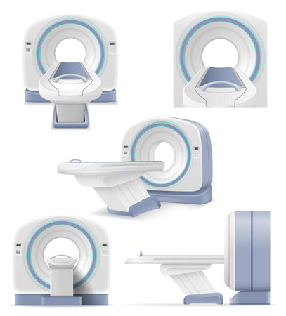 ct mri scanner machine for medical research and disease detection vector illustration isolated on white backgroundのイラスト素材