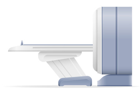 ct mri scanner machine for medical research and disease detection vector illustration isolated on white backgroundのイラスト素材