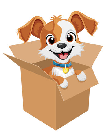 small puppy dog flat cartoon vector illustration isolated on white backgroundのイラスト素材