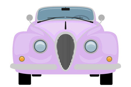 vintage car old retro obsolete transport vehicle vector illustration flat style isolated on white backgroundのイラスト素材