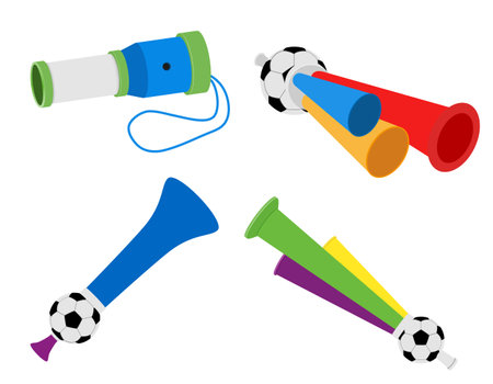 soccer football fan items and accessories flat style vector illustration isolated on white backgroundのイラスト素材