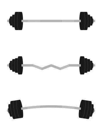 metal barbell for muscle building in gym flat style vector illustration isolated on white backgroundのイラスト素材