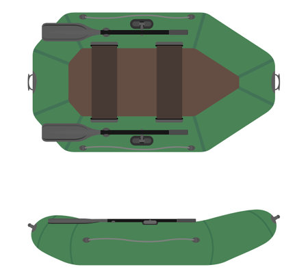 inflatable rubber boat for fishing and tourism flat style vector illustration isolated on white backgroundのイラスト素材