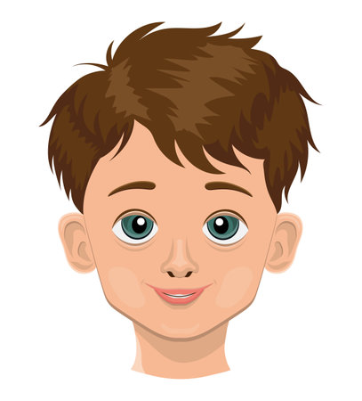 face of a young teenage boy vector illustration isolated on white backgroundのイラスト素材