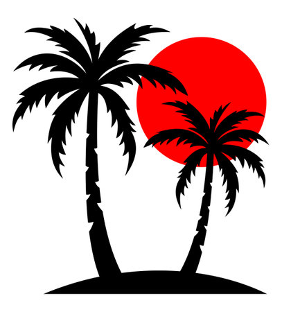 palm tree tropical locotype for your business vvector illustration isolated on white backgroundのイラスト素材