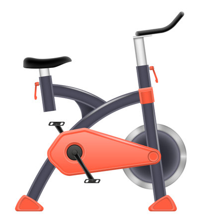 exercise bike sports equipment for exercise indoor fitness stock cartoon vector illustration isolated on white backgroundのイラスト素材