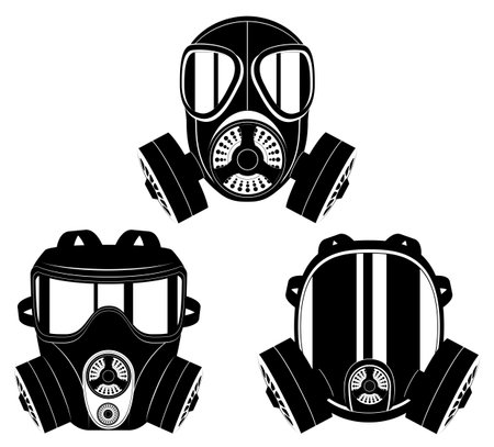 gas mask black silhouette cartoon stock vector illustration isolated on white backgroundのイラスト素材