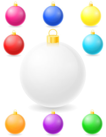 christmas holiday colored balls vector illustration isolated on white backgroundのイラスト素材