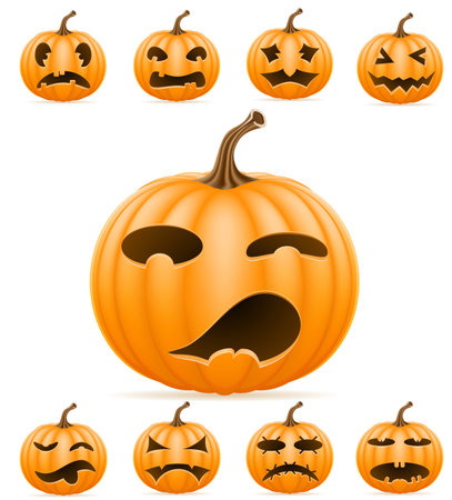 scary pumpkin halloween holiday vector illustration isolated on white backgroundのイラスト素材