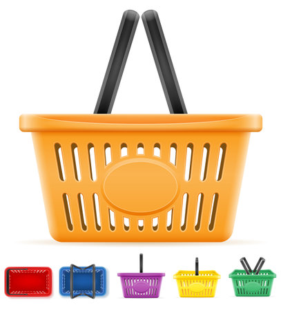 plastic basket for shopping the store market shop cartoon stock vector illustration isolated on white backgroundのイラスト素材