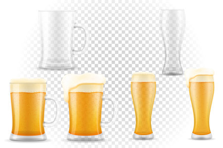 beer in mug transparent cartoon stock vector illustration isolated on white backgroundのイラスト素材
