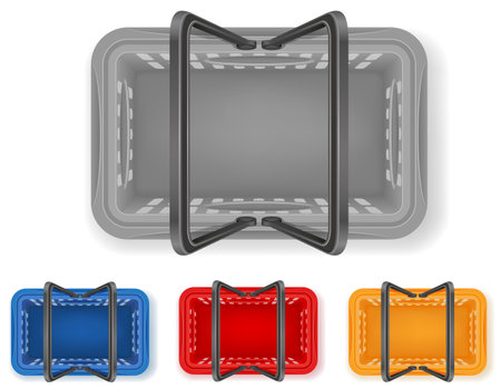 plastic basket for shopping the store market shop cartoon stock vector illustration isolated on white backgroundのイラスト素材