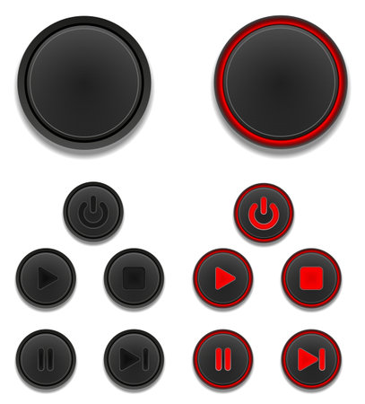 black media button cartoon stock vector illustration isolated on white backgroundのイラスト素材