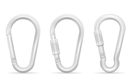 metal carabiner is fastened cartoon stock vector illustration isolated on white backgroundのイラスト素材