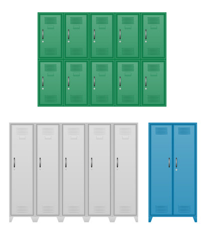 metal lockers for storing personal belongings cartoon stock vector illustration isolated on white backgroundのイラスト素材
