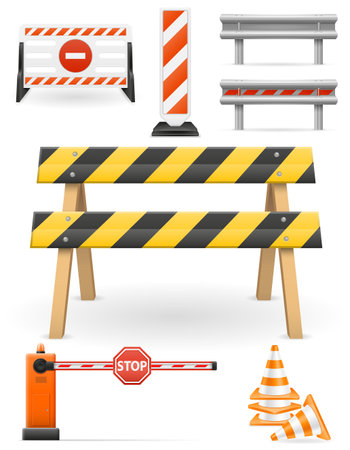 road barriers to restrict traffic transport cartoon stock vector illustration isolated on white backgroundのイラスト素材