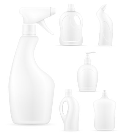 household cleaning chemicals in a plastic bottle empty template cartoon stock vector illustration isolated on white backgroundのイラスト素材