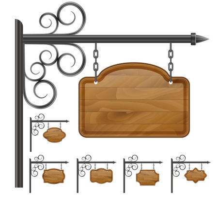 wooden sign board cartoon stock vector illustration isolated on white backgroundのイラスト素材