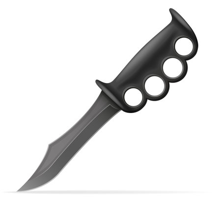 unusual original knife with a knuckle-duster handle weapon vector illustration isolated on white backgroundのイラスト素材