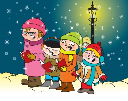  caroling kids のイラスト素材