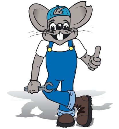 Cartoon illustration of a repairer mouseのイラスト素材