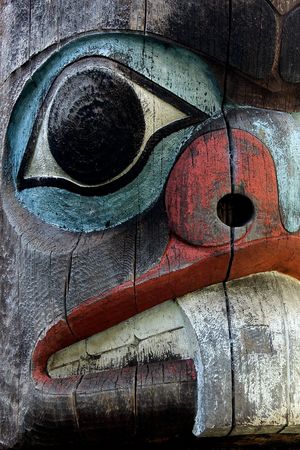 First Nations Totem Pole in Victoria, British Columbia, Canadaのeditorial素材