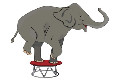 large animal perform a trick on the thumbsのイラスト素材