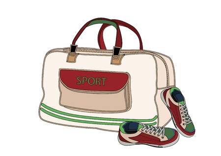 bag and shoes are collected for sportsのイラスト素材