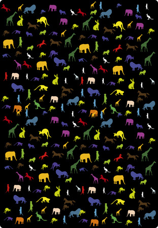 black background with images of wild animalsのイラスト素材