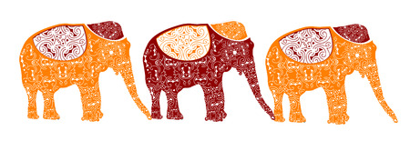traditional elephants make up the beautiful Indian patternのイラスト素材