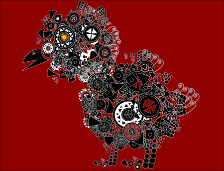 patterned abstract bird of the various elementsのイラスト素材