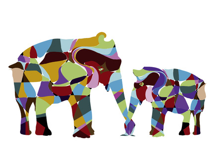 dear mother elephant cow and her young childのイラスト素材