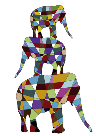 Three colored elephants are a symbol of good luckのイラスト素材