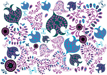 designer soft lilac background with various designsのイラスト素材