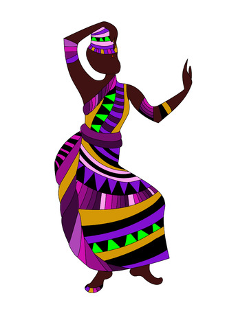 woman in traditional dress dancing a beautiful ethnic danceのイラスト素材